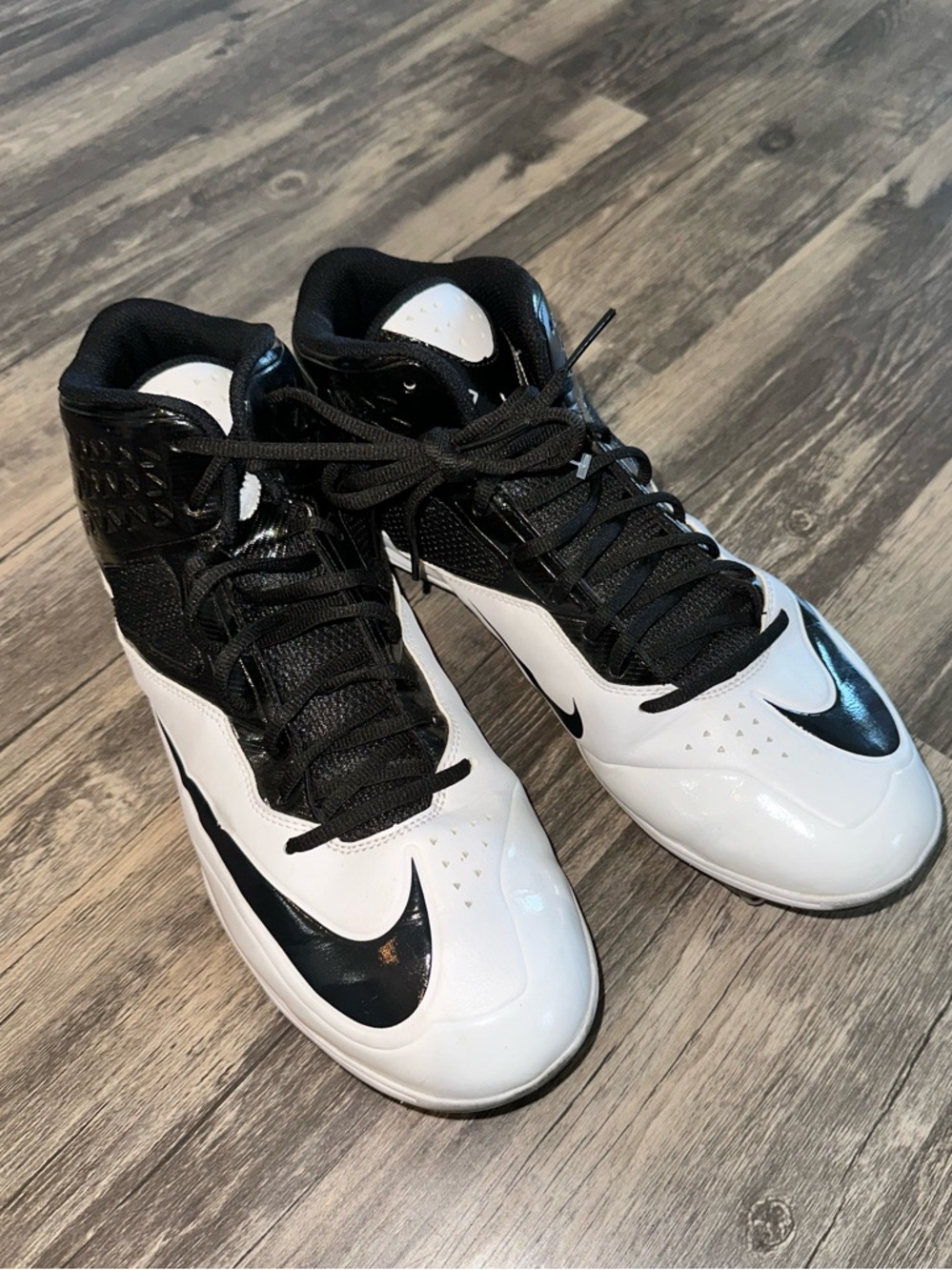 Nike Lunar Baseball Cleats Mens 13 Black White Metal Spikes 579668-001